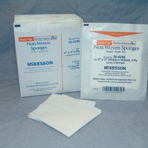 NonWoven Sponge McKesson 164246 Polyester / Rayon 6Ply 4 X 4 Inch Square Sterile. Box of 50