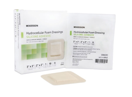 McKesson 4842 Silicone Foam Dressing 3 X 3 Inch Square Adhesive with Border Sterile, Box of 10 31529241
