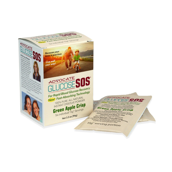 Advocate Glucose SOS Instant Dissolve Powder Original Green Apple Crisp, 15 Gram, Case of 72