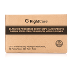 RightCare Class 100 processed 12” Hand Specific Gamma Sterilized Cleanroom Nitrile Gloves, Powder-Free, Case of 200 Pairs 52093778