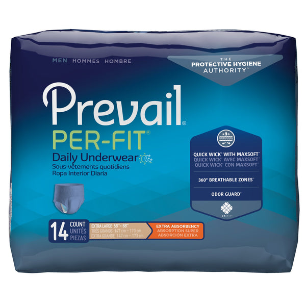 Prevail Per-Fit Incontinence Protective Underwear for Men, Extra Absorbency, Pull On with Tear Away Seams 50046013