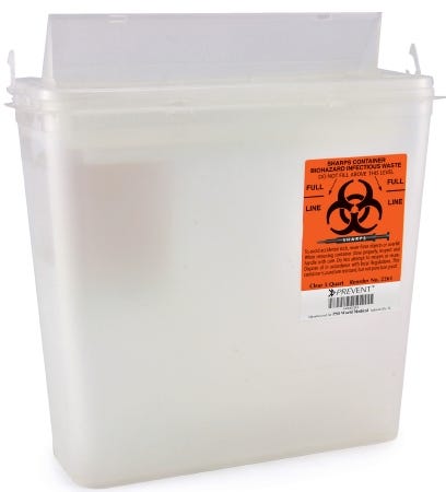 Prevent Sharps Container 5 Quart, Clear Base, Horizontal Entry Lid, 1 Count