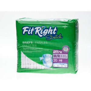 FitRight Stretch Ultra Brief Heavy Absorbency Medium/Regular 32"-50" Case of 80