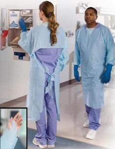 TIDIShield Over-the-Head Protective Procedure Gown One Size Fits Most Blue Box of 15