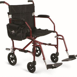 Medline Ultralight Transport Chair, Red, One count