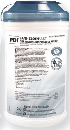 Sani-Cloth P63884 AF3 Germicidal Disposable Wipes, Canister of 65