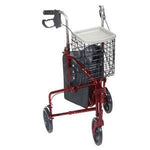 Drive Deluxe 3 Wheel Rollator Aluminum Red 3 Wheel