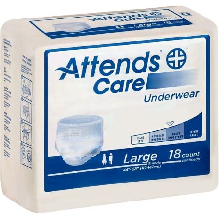 Attends Adult Absorbent Underwear Pull On Large Disposable Moderate Absorbency Bag of 25 44217858