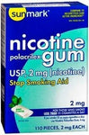 Sunmark Stop Smoking Aid 2 mg Strength Gum, Mint Flavor, Pack of 110