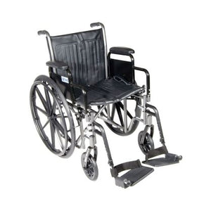 Silver Sport 2 Wheelchair Dual Axle Padded Fixed Height Full Arm Mag Black 18"