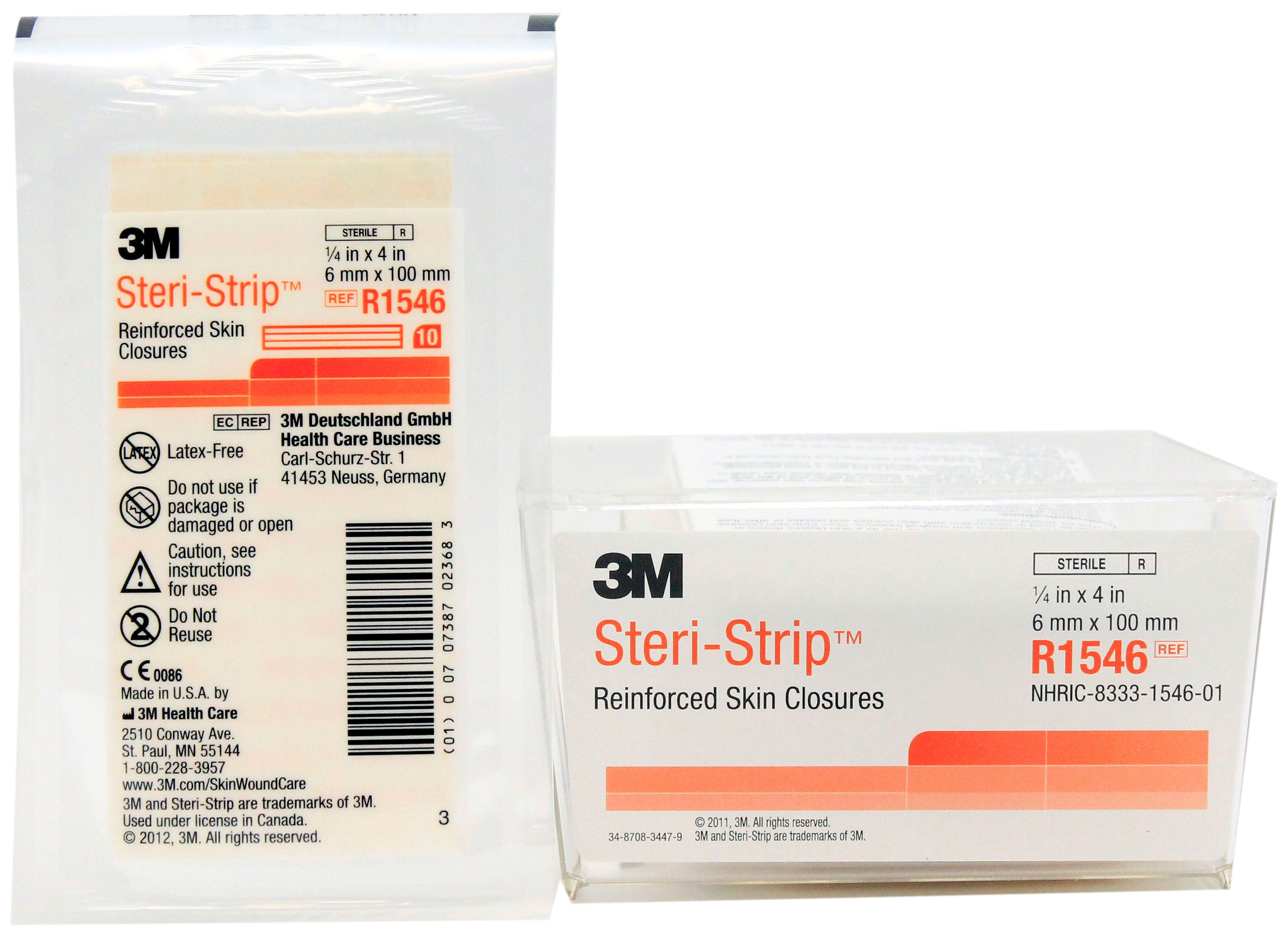 3M Nonwoven Steri-Strip Reinforced Adhesive Skin Closure Strips, White
