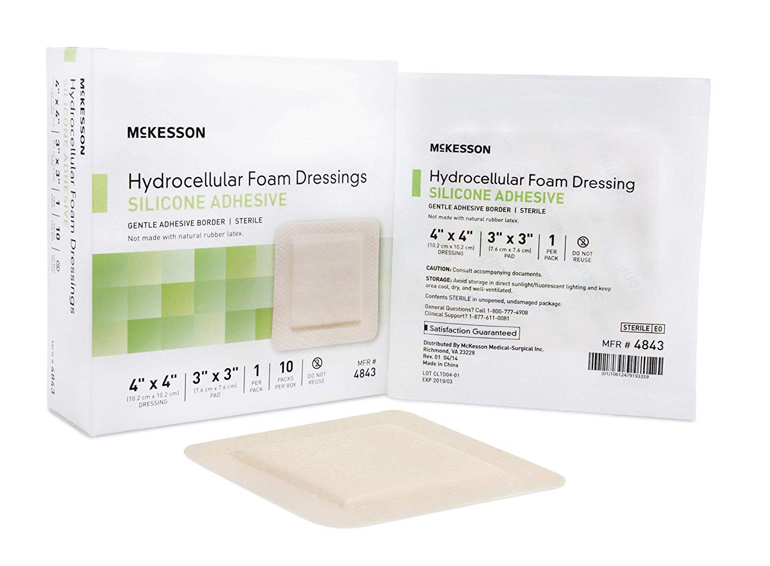 McKesson 4843 Silicone Foam Dressing, Box of 10