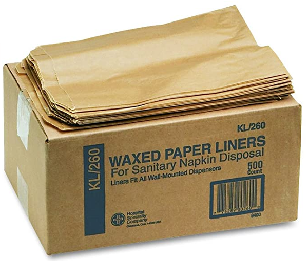 Hospeco KL Waxed Kraft Feminine Hygiene Liner Bag with Gusset, 10.25