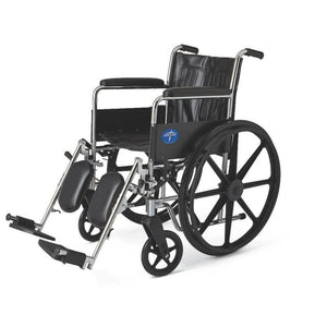 Medline 2000 Wheelchairs: 18", Permanent Full Armrests, Elevating Leg Rests, Black 88167036