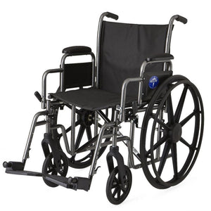 Medline K1 Basic 18" Wheelchair, Removable Desk Length Arms, Swing-Away Footrests