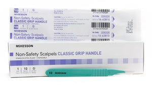McKesson Scalpel NonSafety Size 10 Stainless Steel / Plastic Classic Grip Handle Sterile Disposable Box of 10