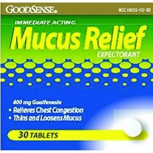 GoodSense Mucus Relief Expectorant Tablet, 400mg Guaifenesin, Box of 30