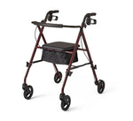 Medline Basic Steel Rollator Adjustable Height Burgundy