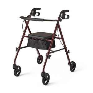 Medline Basic Steel Rollator Adjustable Height Burgundy