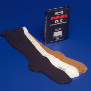 T.E.D. Anti-Embolism Stockings: 2 Count, Beige, Medium, Long, 17" L, Calf between 12" and 15", Closed Toe