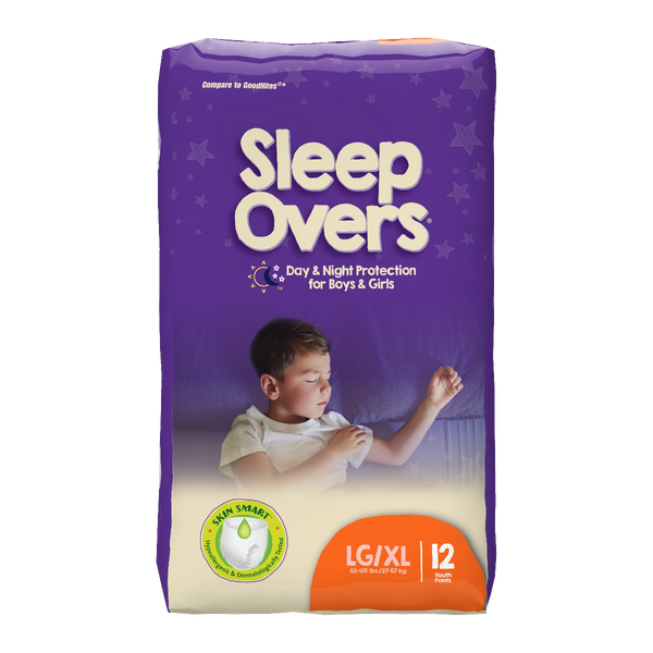 SleepOvers Large/X-Large, 65 - 125 lbs, 4 Packs of 12 (48 Total)