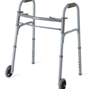 Medline Youth Two-Button Folding Walkers with 5" Wheels -Case of 4