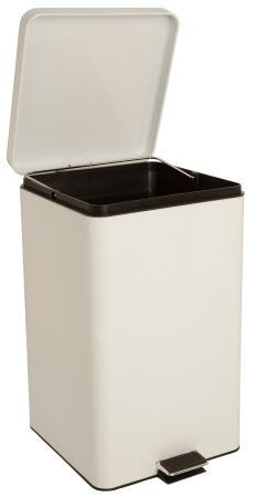 McKesson Trash Can with Plastic Liner, 32 Quart, Square, White, Steel, Step On
