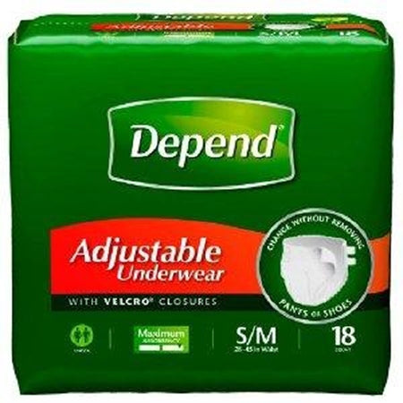 Depend Adult Absorbent Underwear, Pull On, Small/Medium, Disposable, Heavy Absorbency, Bag of 18, 4 Pack (72 Total)