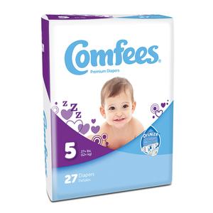 Comfees Baby Diaper Tab Closure, Size 5 Disposable Moderate Absorbency, Case of 108