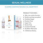 Exsens Let's Travel Warming Intimate Massage Oil Kit Flavored Gel Gift Set Strawberry Coconut and Hot Vanilla Flavor 3 Bottles, 1 Fl Oz Each