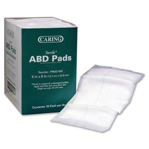 Caring Non-Sterile Abdominal Pads: 5