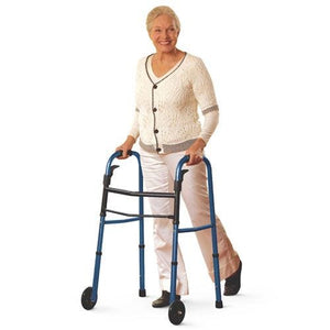 Medline Folding Paddle Walkers: Blue, 5" Wheels, 16.75" Width Between Arms, 350 lb Weight Capacity