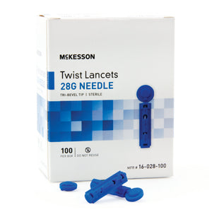 McKesson Lancets Twist Top, Needle, 1.8 mm Depth, 28 Gauge, Twist Top, Box of 100