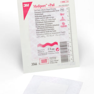 Medipore 3566 +Pad Soft Cloth Adhesive Wound Dressing, Case of 100