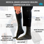 Skineez Medical Grade Advanced Healing Compression Socks, Clinically Proven to Firm, Moisturize, and Revitalize Skin, Foot Arch, Heel, and Nerve Pain Relief, 1 Pair 90442884