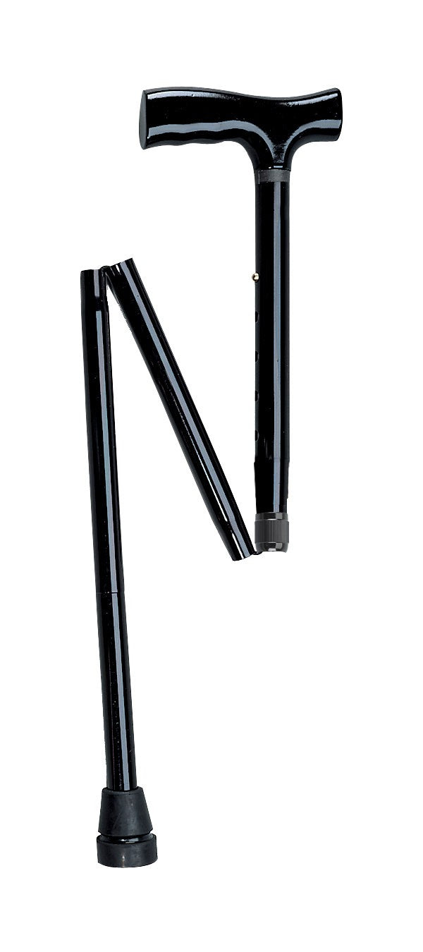 Folding Cane with T Handle Black, Aluminum