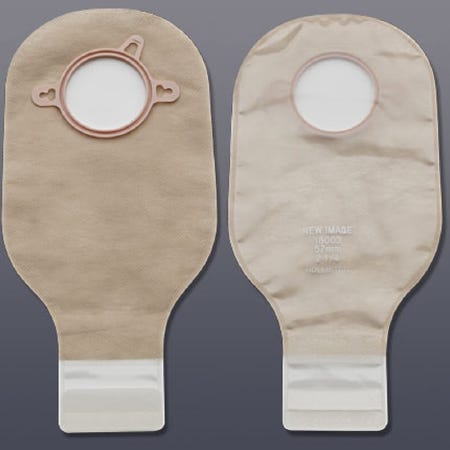 New Image 2-Piece Drainable Ostomy Pouch - 1-Sided Comfort Panel, Precut, Lock 'n Roll, 12