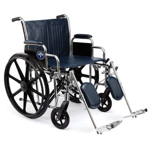 Medline Extra-Wide Wheelchair with Removable Desk Length Arms 500 lb Weight Capacity: Elevating Legrests, 20
