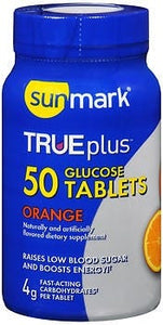 sunmark TRUEplus Glucose Tablet Orange, 50 per Bottle