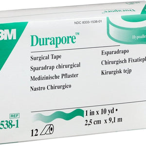 Durapore 15381 Medical Tape SilkLike Cloth 1 Inch X 10 Yard White NonSterile. Box of 12