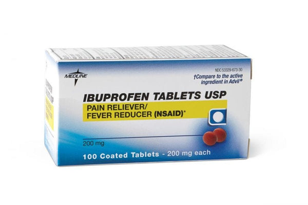 Medline Ibuprofen, 200 mg Tablets, Bottle of 100