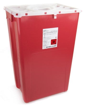 Prevennt McKesson Sharps Container Prevent 24.68H X 17.3W X 13L Inch 18 Gallon Red 1 Count