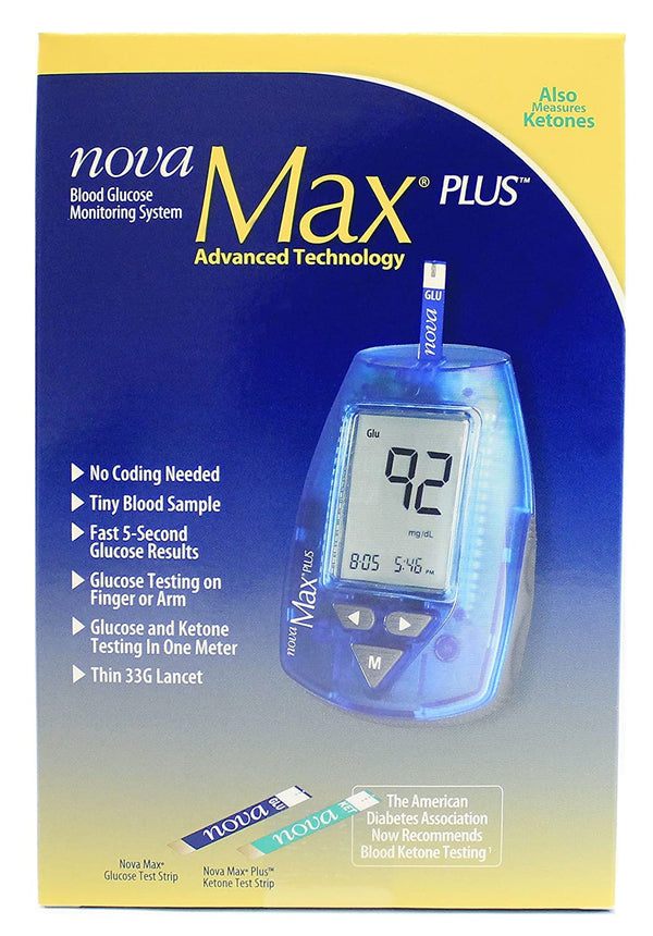Nova Max Plus Meter & Blood Glucose Test Strip Bundle 85142463