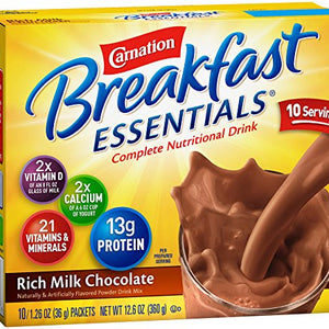 Carnation Breakfast Essentials Oral Supplement Rich Milk Chocolate 36 Gram Individual Packet Powder Box of 10 20547091