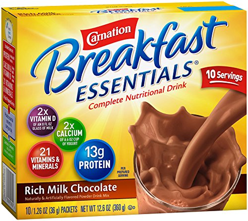 Carnation Breakfast Essentials Oral Supplement Rich Milk Chocolate 36 Gram Individual Packet Powder Box of 10 20547091