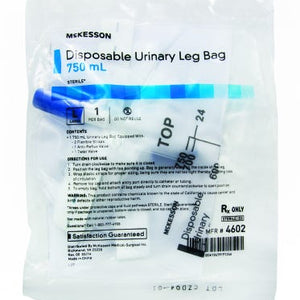 McKesson Urinary Leg Bag Anti-Reflux Valve 750 mL Vinyl CS/48