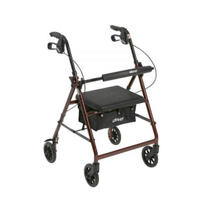 Drive Medical 4-Wheel Rollator Red, 6" Casters, Aluminum, 1 Count