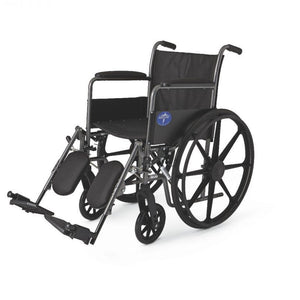 Medline K1 Basic 18" Wheelchair, Permanent Full Length Arms, Elevating Legrests