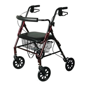 Medline Standard Bariatric Heady Duty Rollators: Burgundy, 8" Wheels, 400 lb Weight Capacity