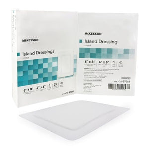 McKesson 1689068 Adhesive Dressing 6 X 8 Inch Polypropylene / Rayon Rectangle White Sterile. Box of 25